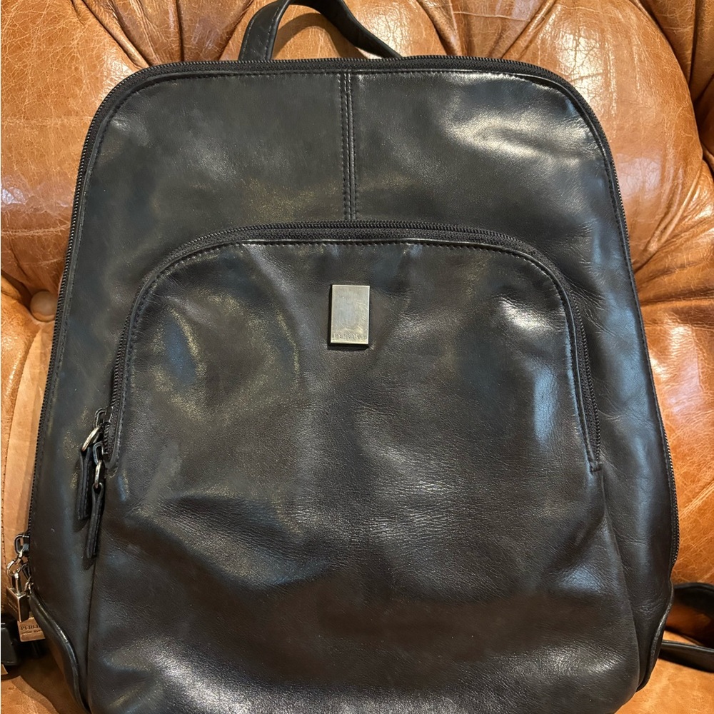 Perlina Black Leather Backpack Purse